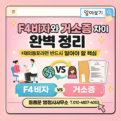 재외동포 F4비자 vs 거소증 차이, 체류와 생활의 결정적 차이
